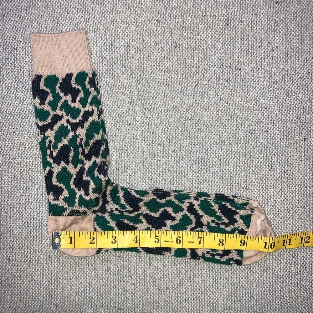 Vintage Hanes Duck Camouflage Camo Green Beige Men's Crew Socks 10-13 New